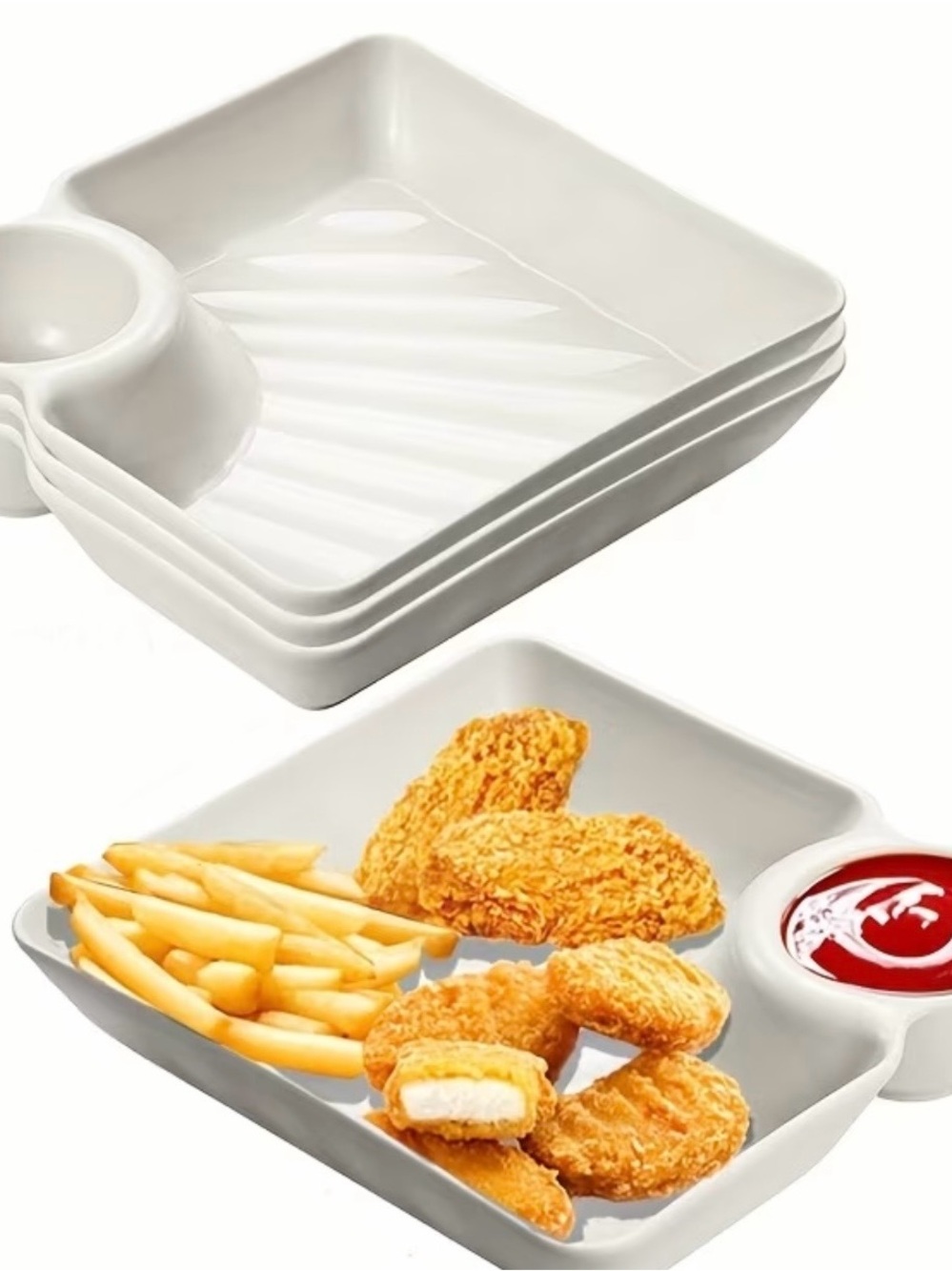 White Compartmental Snack & Dip Serving Plate